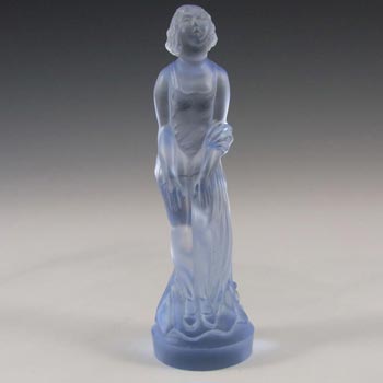 Müller & Co 'September Morn' Art Deco Blue Glass Lady Figurine