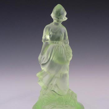 Walther Art Deco Uranium Glass Holländerin Lady Figurine