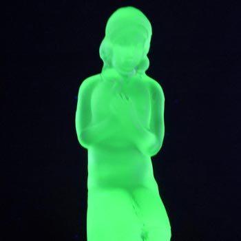 Art Deco 1930's Uranium Green Glass Nude Lady Figurine