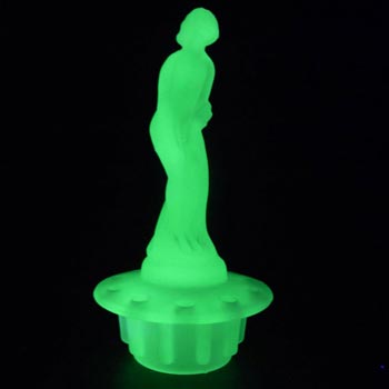 (image for) Müller & Co 'September Morn' Art Deco Uranium Glass Lady Figurine