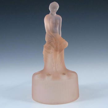 Sowerby Art Deco Pink Glass Seated Nude Lady Figurine