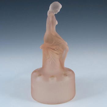 Sowerby Art Deco Pink Glass Seated Nude Lady Figurine