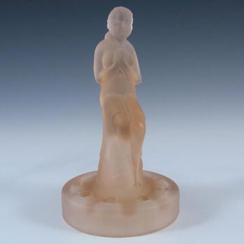 Sowerby Art Deco Frosted Pink Glass Nude Lady Figurine