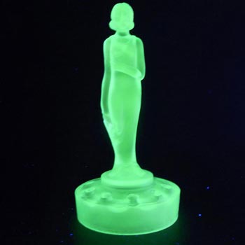 (image for) Müller & Co Art Deco Uranium Glass Nude Lady Figurine