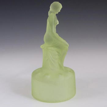 Sowerby Art Deco Uranium Green Glass Nude Lady Figurine