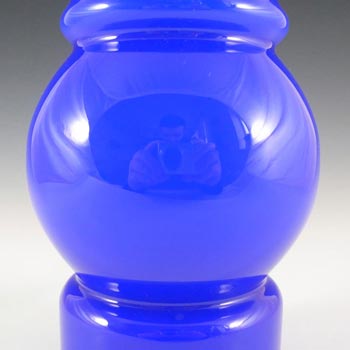 Lindshammar / JC 1970's Swedish Blue Hooped Glass Vase