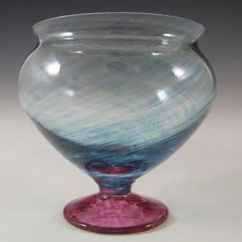 Lindshammar Swedish Blue + Pink Glass Vase - Labelled