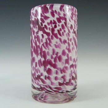 Liskeard White + Pink Speckled Glass Vase - Labelled
