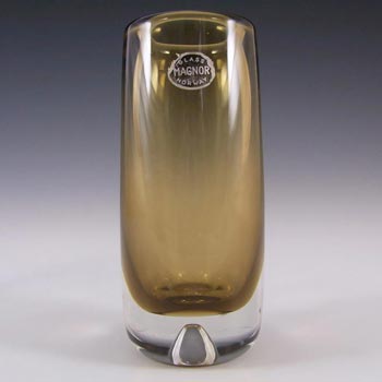 Magnor Norwegian 1970\'s Amber Glass Vase - Labelled