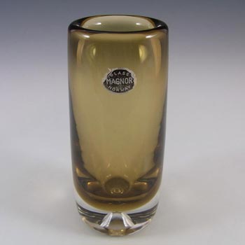 Magnor Norwegian 1970's Amber Glass Vase - Labelled