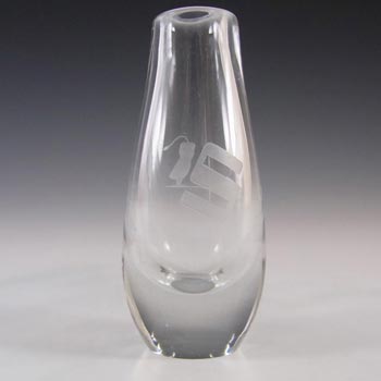 SIGNED Magnor Norwegian Glass Etched Owl Vase
