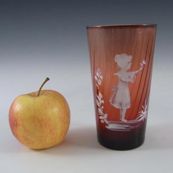 Mary Gregory Bohemian Hand Enamelled Glass Vase/Tumbler