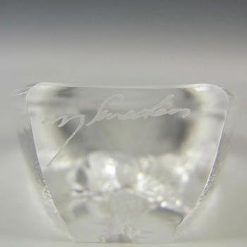 Mats Jonasson Glass Rose Flower Paperweight - Signed