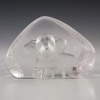 Mats Jonasson #3697 Glass Dog/Puppy Paperweight - Signed