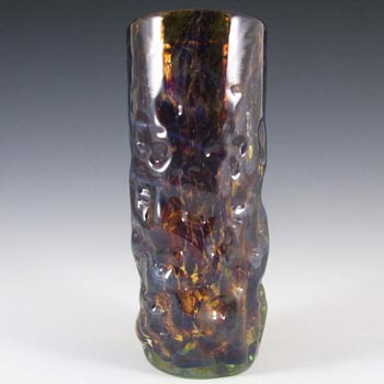 Mdina 'Tortoiseshell' Brown Textured Glass Vase - Signed