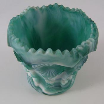 Imperial Glass Malachite/Slag Spill Vase - Marked