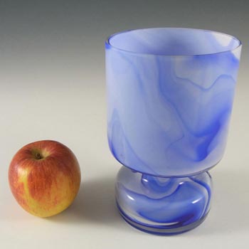 Carlo Moretti Marbled Blue & White Murano Glass Vase - Label