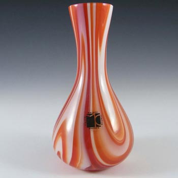 Carlo Moretti Marbled Red & White Murano Glass Vase