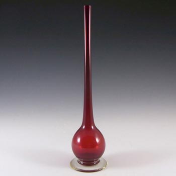 Carlo Moretti Glossy Red Murano Glass Stem Vase