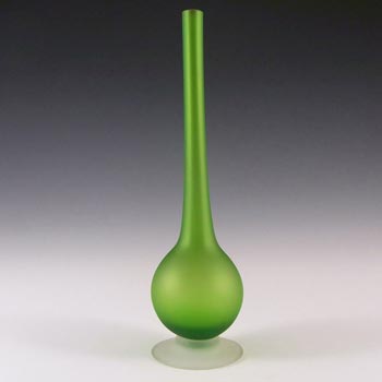 Carlo Moretti Satinato Green Murano Glass Stem Vase