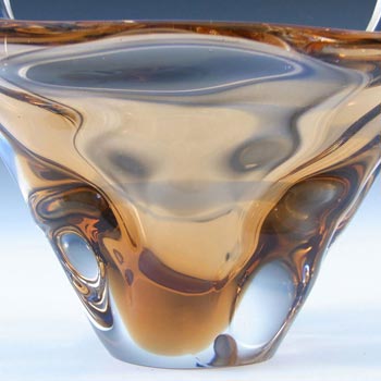 Mstisov/Moser Czech Amber & Blue Glass Organic Vase