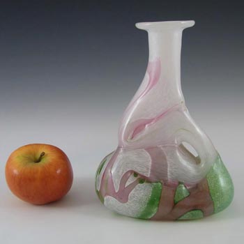 Mtarfa Maltese White, Pink & Green Glass Vase - Signed