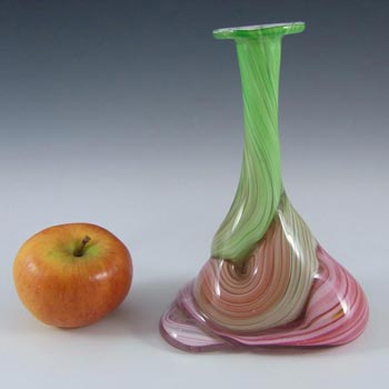 Mtarfa Maltese Green, Pink & White Glass Vase - Signed