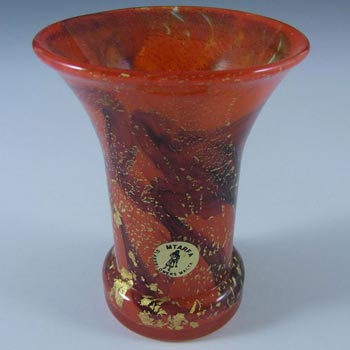 Maltese Mtarfa Red + Black Gold Leaf Glass Vase - Label