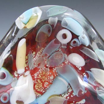 Murano Silver Leaf + Murrine Canes Red Glass Bowl