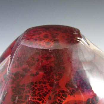 Murano Silver Leaf + Murrine Canes Red Glass Bowl