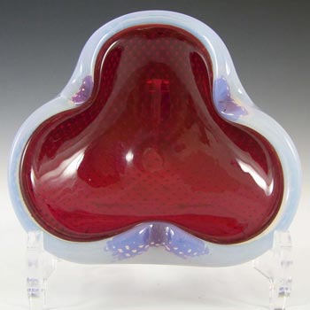 Ferro Italarts Murano Red & Opalescent Glass Bullicante Bowl