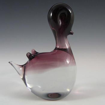 V. Nason & Co Murano Purple Glass Duck Sculpture - Label