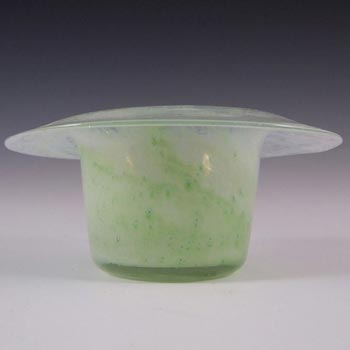 Nazeing? Clouded Mottled Green Bubble Glass Posy Bowl