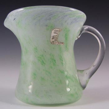 Nazeing/Elwell's Clouded Green Glass Creamer - Labelled