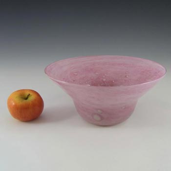 Nazeing Large Clouded Mottled Pink Bubble Glass Bowl