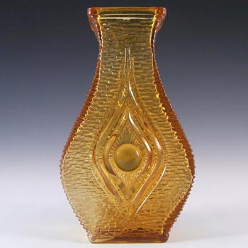 Oberglas Austrian Amber Glass Textured 'Eye' Vase