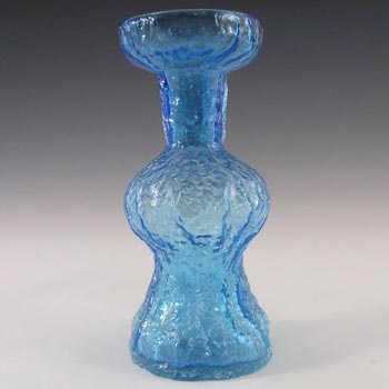 Japanese 'Old Colony' Bark Textured Blue Glass Vase