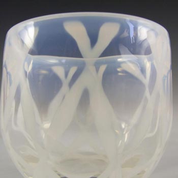 Opalescent White Glass Posy Bowl - Polished Pontil Mark