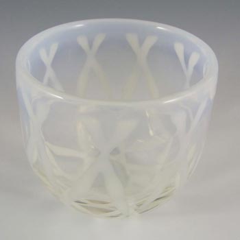 Opalescent White Glass Posy Bowl - Polished Pontil Mark