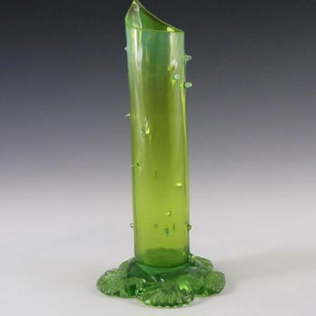 Victorian Antique Green + Opalescent Glass Thorn Vase