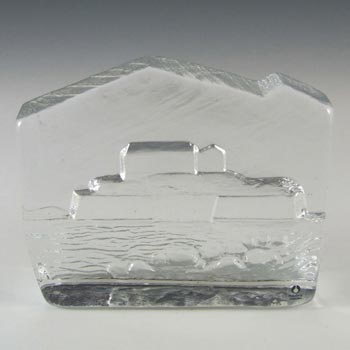 Pukeberg Swedish Glass Island Paperweight - Labelled
