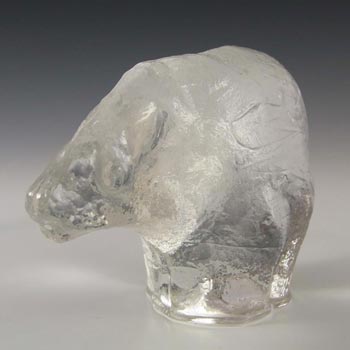 Pukeberg Swedish Glass Polar Bear Paperweight - Label