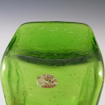 Reijmyre Swedish Bubbly Green Glass Bottles - Labelled