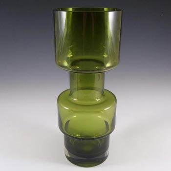 Riihimaki Large Riihimaen Lasi Oy Finnish Green Glass Vase