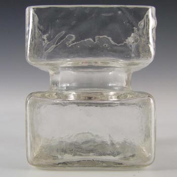 Vintage Square Hooped Clear Textured Glass Vase