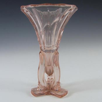 Stunning 1930's Czech Art Deco Pink Glass Rocket Vase