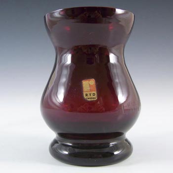 Ryd 1970's Scandinavian Ruby Red Glass Vase - Labelled