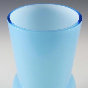 Ryd Glasbruk Swedish / Scandinavian Blue Glass Hooped 8" Vase