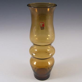 Ryd Swedish / Scandinavian Amber Glass Hooped Vase - Label