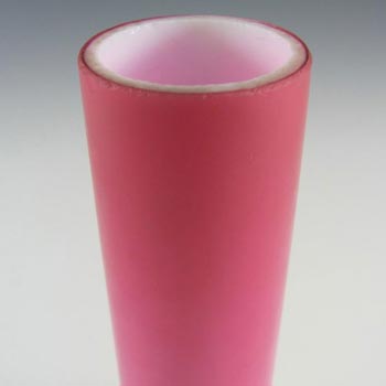 Victorian Satin Cased Glass Pink & White Antique Vase